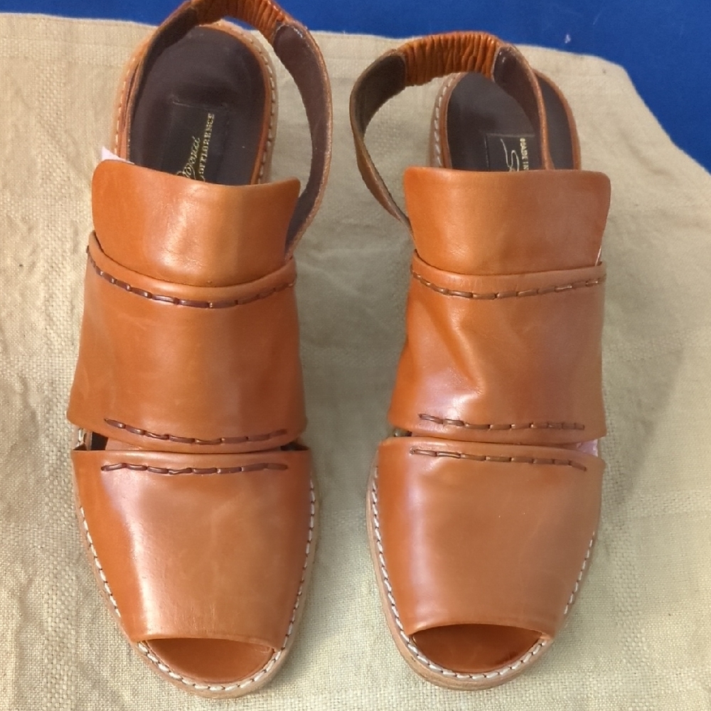 Brown Leather Open-Toe Sandals Made In Italy Size 6 NOW ONLY $20